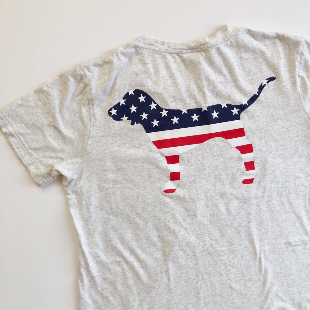 Victoria’s Secret Pink Flag Dog T-Shirt